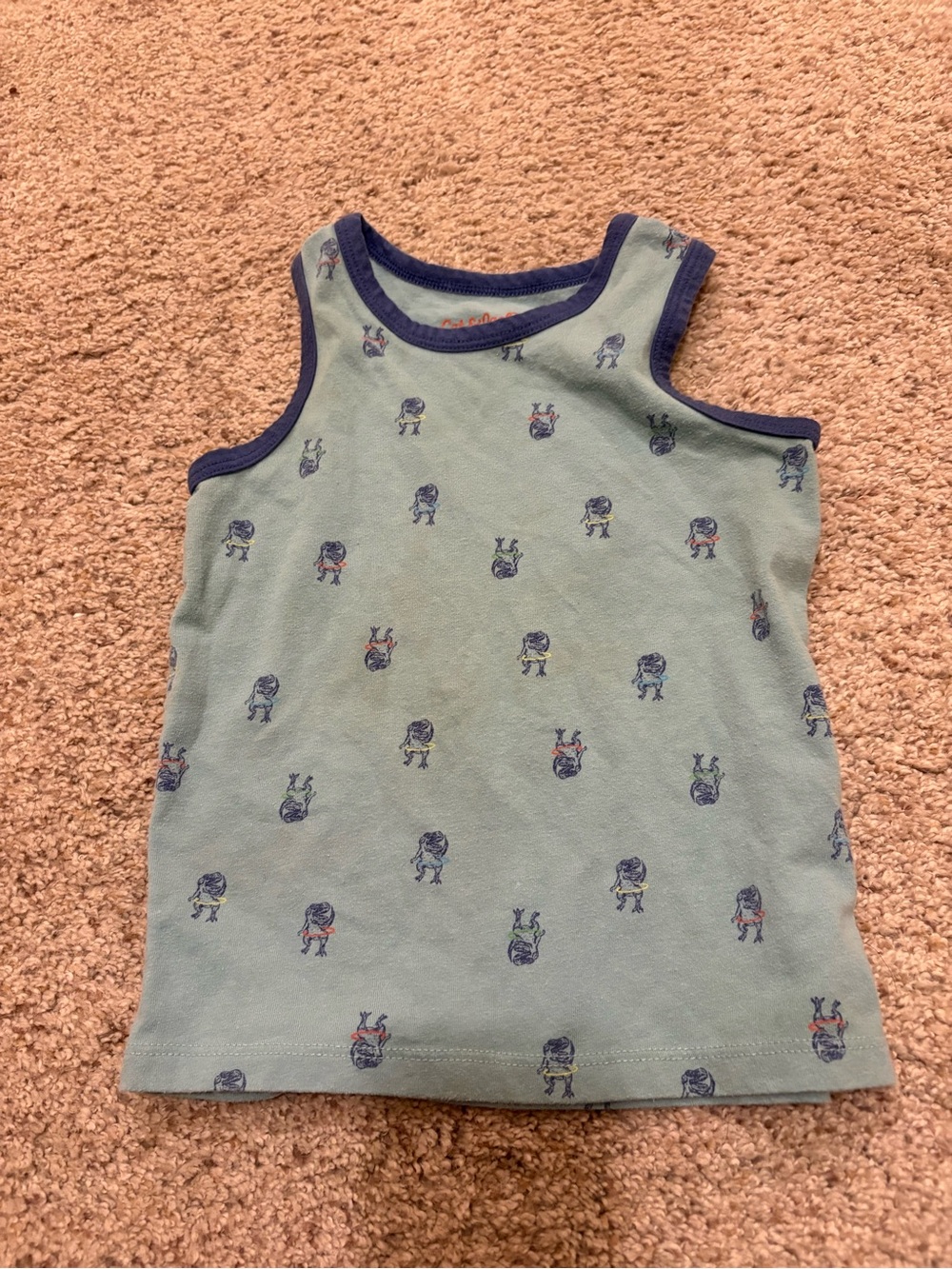 Cat & Jack 2T Unisex Tank Top Sleeveless Crew Cotton Knit Monster Print